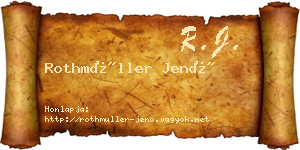 Rothmüller Jenő névjegykártya